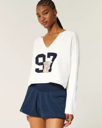 Hollister Comfy Cloud Graphic Notch-Neck Sweater,Hollister Comfy Cloud Graphic Notch-Neck Sweater