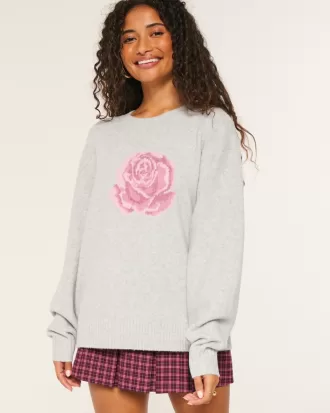 Hollister Comfy Cloud Rose Graphic Sweater,Hollister Comfy Cloud Rose Graphic Sweater