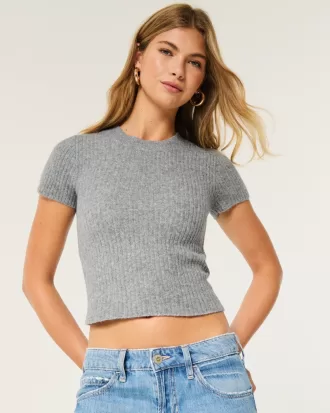 Hollister Comfy Cloud Short-Sleeve Crew Sweater,Hollister Comfy Cloud Short-Sleeve Crew Sweater