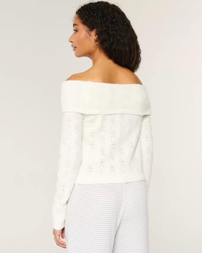 Hollister Comfy Cloud Stitchy Off-the-Shoulder Sweater,Hollister Comfy Cloud Stitchy Off-the-Shoulder Sweater