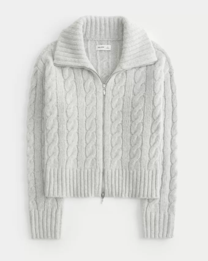 Hollister Comfy Cloud Zip-Up Cable-Knit Sweater,Hollister Comfy Cloud Zip-Up Cable-Knit Sweater Hollister Comfy Cloud Zip-Up Cable-Knit Sweater,Hollister Comfy Cloud Zip-Up Cable-Knit Sweater