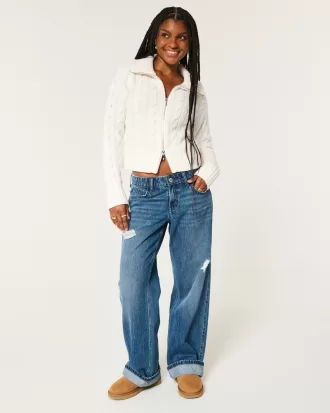 Hollister Comfy Cloud Zip-Up Cable-Knit Sweater,Hollister Comfy Cloud Zip-Up Cable-Knit Sweater