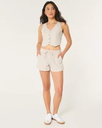 Hollister Ella Linen-Blend Pull-On Shorts,Hollister Ella Linen-Blend Pull-On Shorts