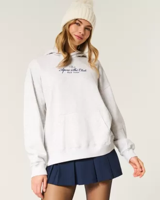 Hollister Feel Good Fleece Ski New York Graphic Oversized Hoodie,Hollister Feel Good Fleece Ski New York Graphic Oversized Hoodie