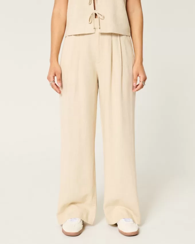 Hollister Livvy Ultra High-Rise Linen-Blend Wide-Leg Pants,Hollister Livvy Ultra High-Rise Linen-Blend Wide-Leg Pants Hollister Livvy Ultra High-Rise Linen-Blend Wide-Leg Pants,Hollister Livvy Ultra High-Rise Linen-Blend Wide-Leg Pants