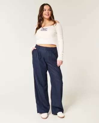 Hollister Livvy Ultra High-Rise Linen-Blend Wide-Leg Pants,Hollister Livvy Ultra High-Rise Linen-Blend Wide-Leg Pants