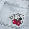 Light Wash Playing Cards Graphic Super Baggy Jeans,Light Wash Playing Cards Graphic Super Baggy Jeans