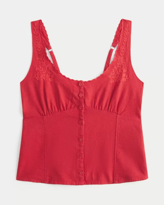 Linen Blend Button-Through Top,Linen Blend Button-Through Top Linen Blend Button-Through Top,Linen Blend Button-Through Top