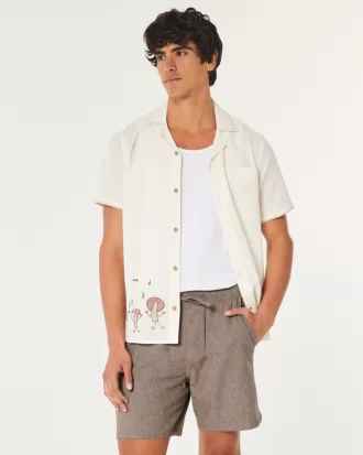 Linen-Blend Jogger Shorts 7″,Linen-Blend Jogger Shorts 7″