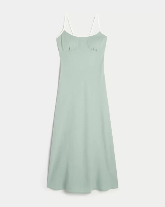 Linen-Blend Open-Back Slip Midi Dress,Linen-Blend Open-Back Slip Midi Dress Linen-Blend Open-Back Slip Midi Dress,Linen-Blend Open-Back Slip Midi Dress