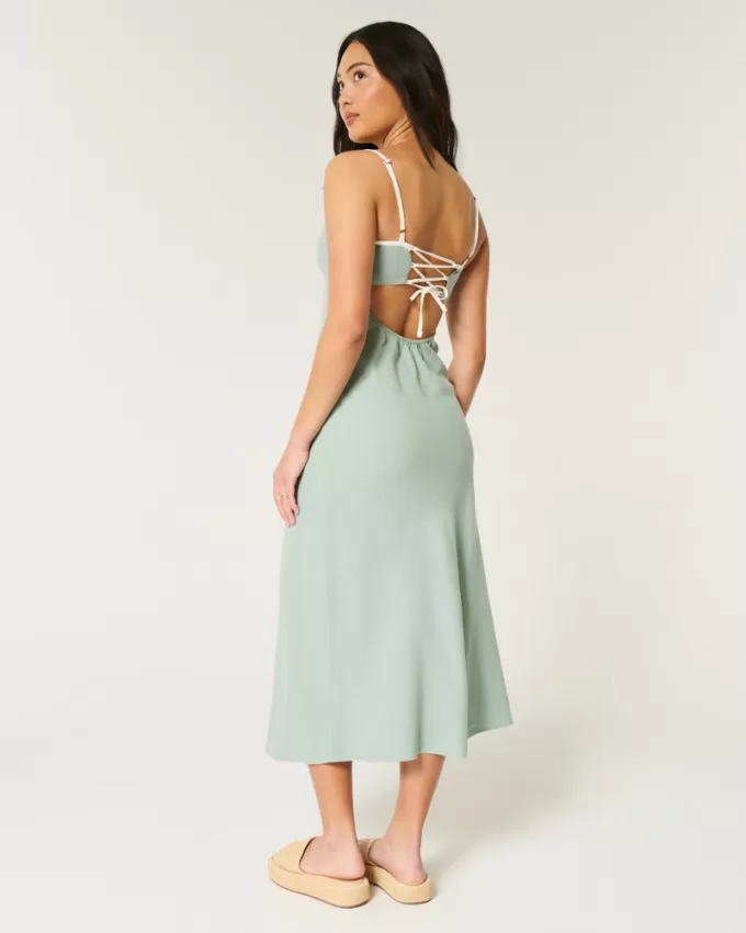 Linen-Blend Open-Back Slip Midi Dress,Linen-Blend Open-Back Slip Midi Dress Linen-Blend Open-Back Slip Midi Dress,Linen-Blend Open-Back Slip Midi Dress