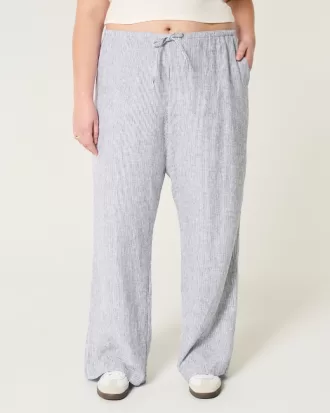 Linen-Blend Pull-On Baggy Pants,Linen-Blend Pull-On Baggy Pants