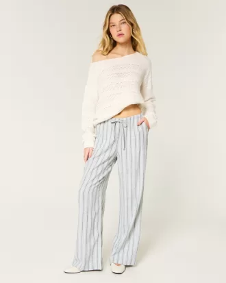 Linen-Blend Pull-On Baggy Pants,Linen-Blend Pull-On Baggy Pants