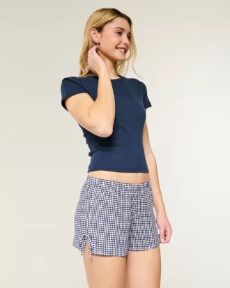 Linen-Blend Side Bow Soft Shorts,Linen-Blend Side Bow Soft Shorts Linen-Blend Side Bow Soft Shorts,Linen-Blend Side Bow Soft Shorts