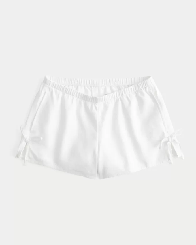 Linen-Blend Side Bow Soft Shorts,Linen-Blend Side Bow Soft Shorts Linen-Blend Side Bow Soft Shorts,Linen-Blend Side Bow Soft Shorts