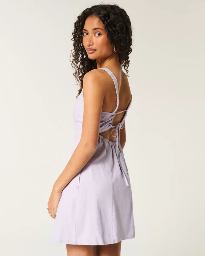 Linen-Blend Structured Mini Dress,Linen-Blend Structured Mini Dress Linen-Blend Structured Mini Dress,Linen-Blend Structured Mini Dress