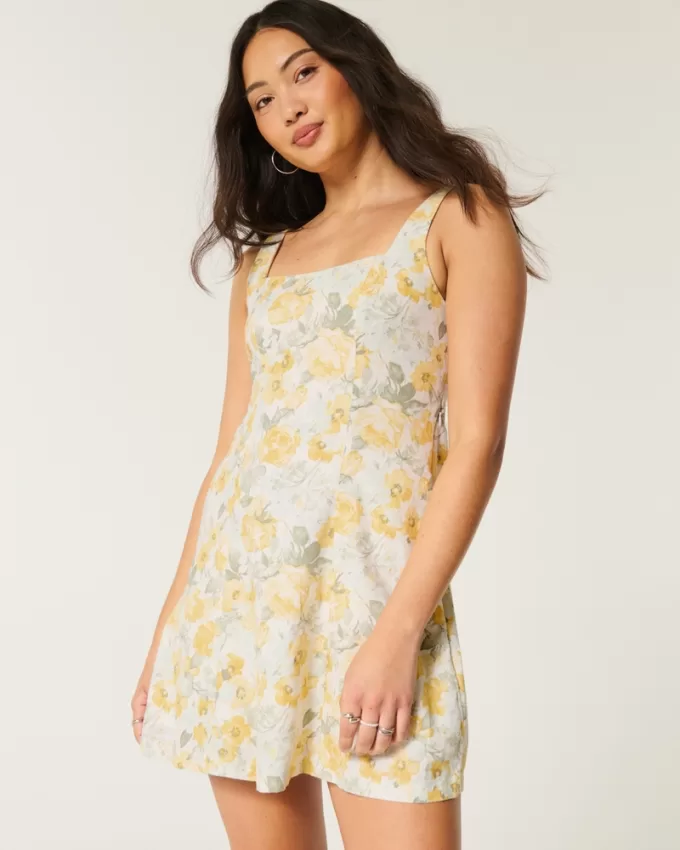 Linen-Blend Structured Mini Dress,Linen-Blend Structured Mini Dress Linen-Blend Structured Mini Dress,Linen-Blend Structured Mini Dress