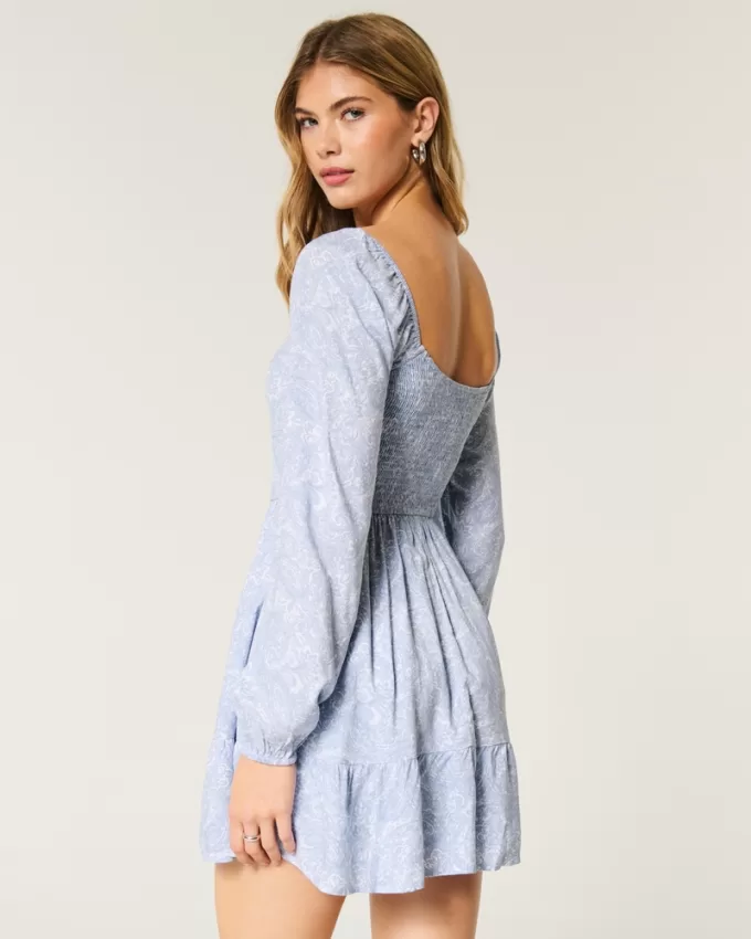 Long-Sleeve Cinch Bust Mini Dress,Long-Sleeve Cinch Bust Mini Dress Long-Sleeve Cinch Bust Mini Dress,Long-Sleeve Cinch Bust Mini Dress