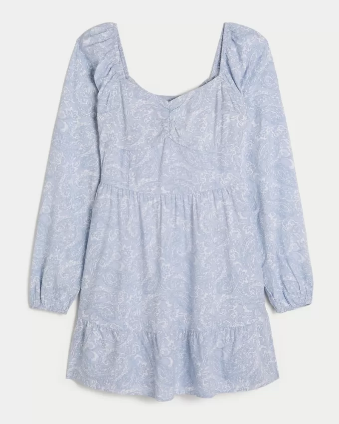 Long-Sleeve Cinch Bust Mini Dress,Long-Sleeve Cinch Bust Mini Dress Long-Sleeve Cinch Bust Mini Dress,Long-Sleeve Cinch Bust Mini Dress