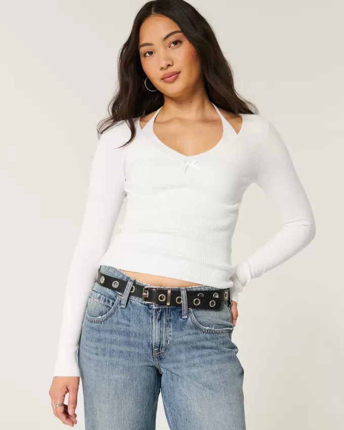 Long-Sleeve Halter Tie Sweater,Long-Sleeve Halter Tie Sweater Long-Sleeve Halter Tie Sweater,Long-Sleeve Halter Tie Sweater