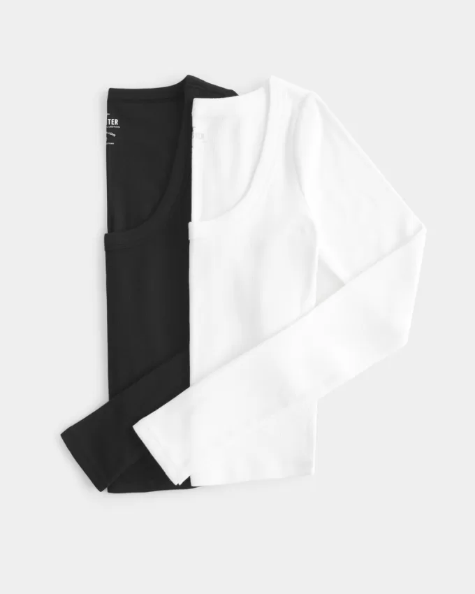 Long-Sleeve Longer-Length Scoop Baby Tee 2-Pack,Long-Sleeve Longer-Length Scoop Baby Tee 2-Pack Long-Sleeve Longer-Length Scoop Baby Tee 2-Pack,Long-Sleeve Longer-Length Scoop Baby Tee 2-Pack