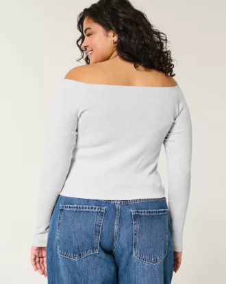 Long-Sleeve Off-the-Shoulder Top,Long-Sleeve Off-the-Shoulder Top