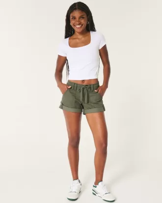 Low-Rise Adjustable Hem Shorts,Low-Rise Adjustable Hem Shorts