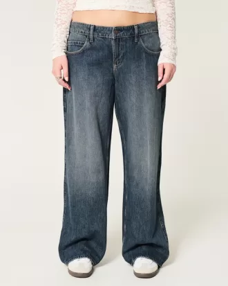 Low-Rise Dark Wash Baggy Jeans,Low-Rise Dark Wash Baggy Jeans