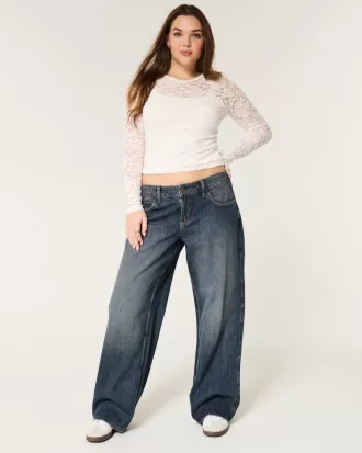 Low-Rise Dark Wash Baggy Jeans,Low-Rise Dark Wash Baggy Jeans