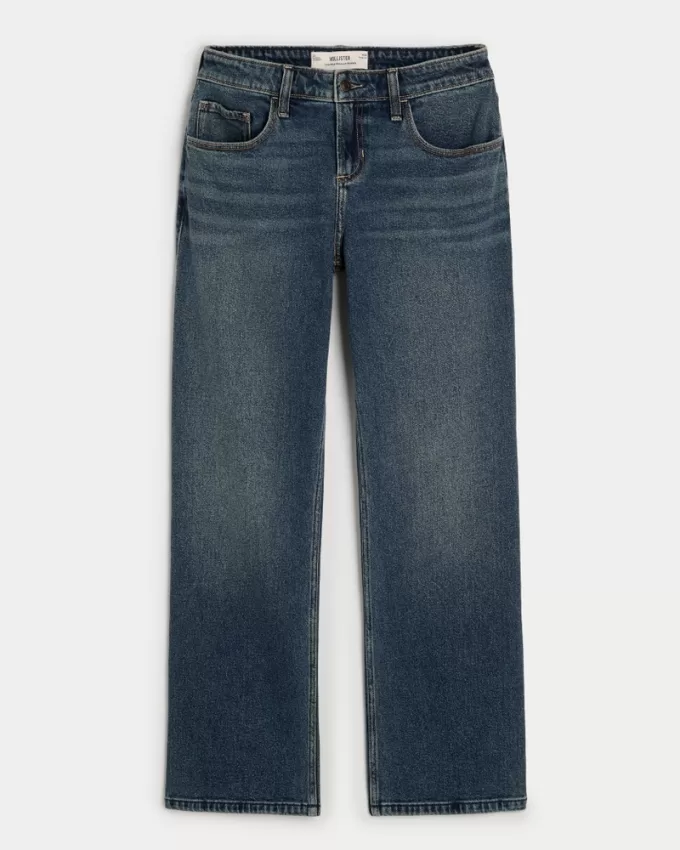 Low-Rise Dark Wash Relaxed Straight Jeans,Low-Rise Dark Wash Relaxed Straight Jeans