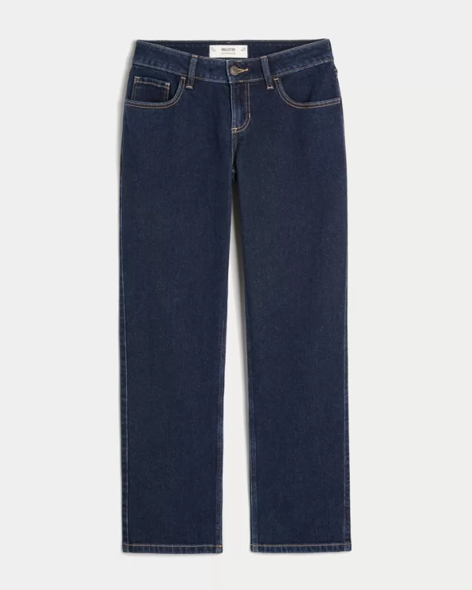 Low-Rise Dark Wash Straight Jeans,Low-Rise Dark Wash Straight Jeans