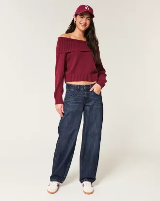 Low-Rise Dark Wash Tapered Baggy Jeans,Low-Rise Dark Wash Tapered Baggy Jeans