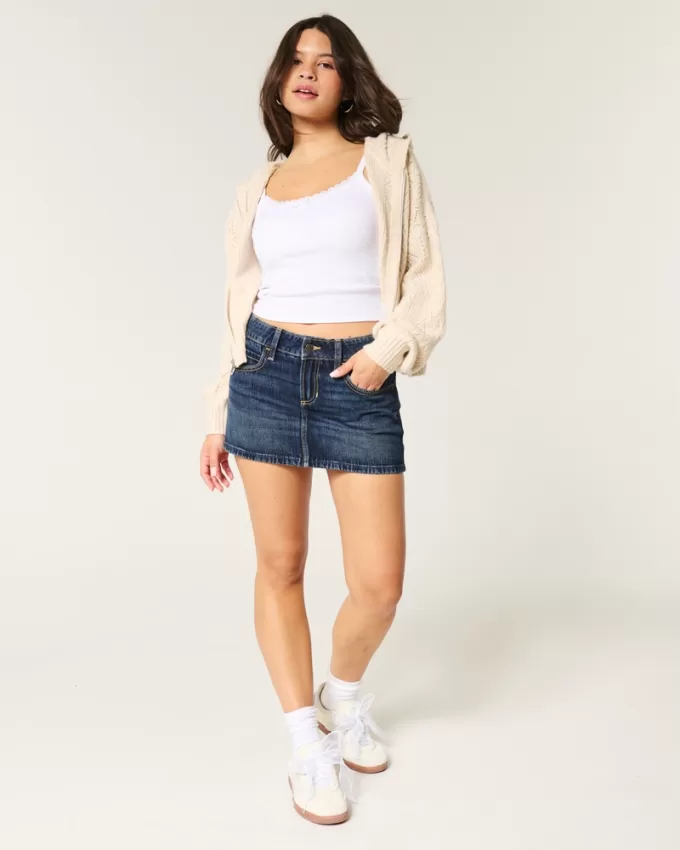 Low-Rise Denim Mini Skort,Low-Rise Denim Mini Skort