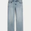 Low-Rise Distressed Medium Wash Relaxed Straight Jeans,Low-Rise Distressed Medium Wash Relaxed Straight Jeans