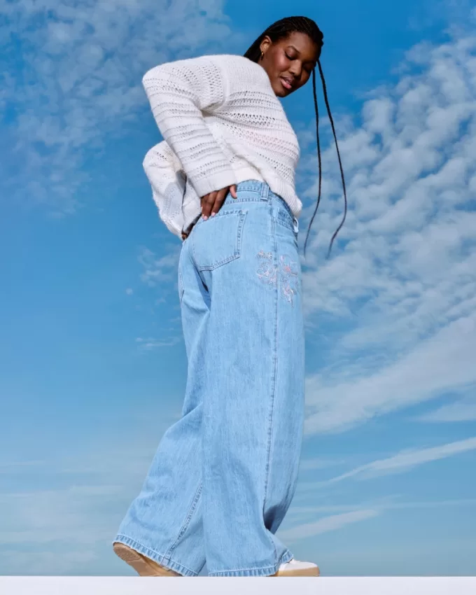 Low-Rise Floral Embroidered Medium Wash Super Baggy Jeans,Low-Rise Floral Embroidered Medium Wash Super Baggy Jeans Low-Rise Floral Embroidered Medium Wash Super Baggy Jeans,Low-Rise Floral Embroidered Medium Wash Super Baggy Jeans