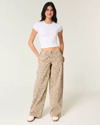 Low-Rise Leopard Print Super Baggy Jeans,Low-Rise Leopard Print Super Baggy Jeans Low-Rise Leopard Print Super Baggy Jeans,Low-Rise Leopard Print Super Baggy Jeans