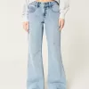 Low-Rise Light Wash Baggy Flare Jeans,Low-Rise Light Wash Baggy Flare Jeans
