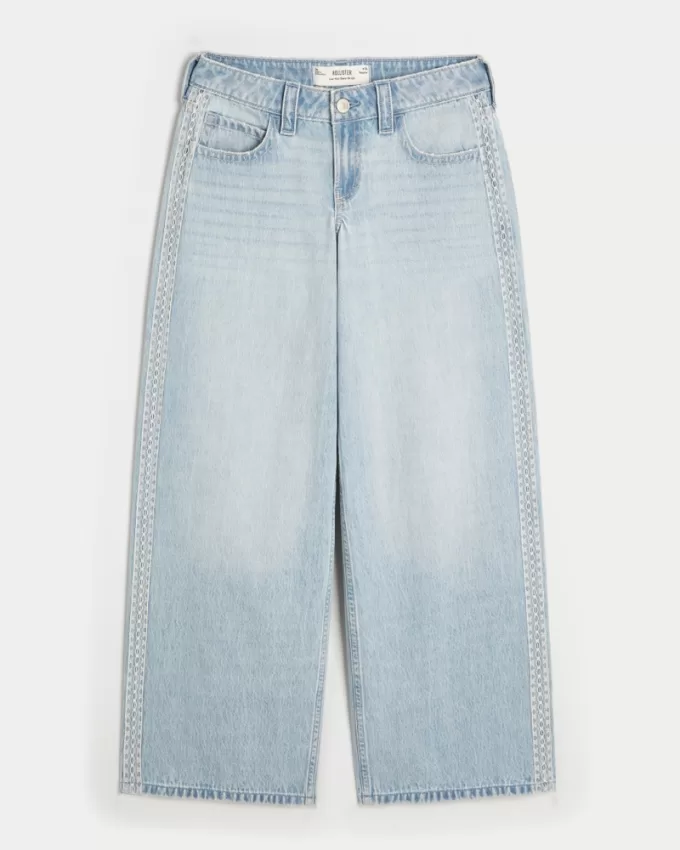 Low-Rise Light Wash Lace Stripe Super Baggy Jeans,Low-Rise Light Wash Lace Stripe Super Baggy Jeans Low-Rise Light Wash Lace Stripe Super Baggy Jeans,Low-Rise Light Wash Lace Stripe Super Baggy Jeans