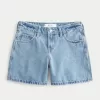 Low-Rise Medium Wash Baggy Denim Shorts 5″,Low-Rise Medium Wash Baggy Denim Shorts 5″