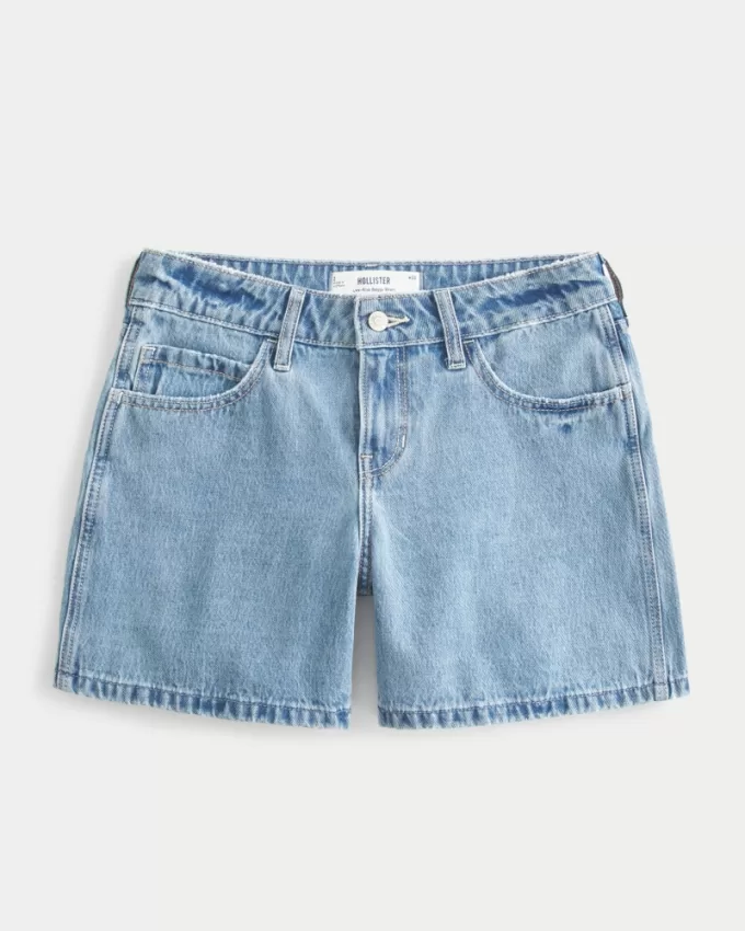 Low-Rise Medium Wash Baggy Denim Shorts 5″,Low-Rise Medium Wash Baggy Denim Shorts 5″
