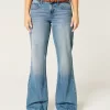 Low-Rise Medium Wash Baggy Flare Jeans,Low-Rise Medium Wash Baggy Flare Jeans