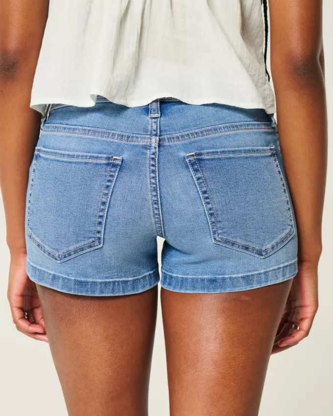 Low-Rise Medium Wash Denim Shortie Shorts,Low-Rise Medium Wash Denim Shortie Shorts Low-Rise Medium Wash Denim Shortie Shorts,Low-Rise Medium Wash Denim Shortie Shorts