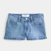 Low-Rise Medium Wash Denim Shortie Shorts,Low-Rise Medium Wash Denim Shortie Shorts Low-Rise Medium Wash Denim Shortie Shorts,Low-Rise Medium Wash Denim Shortie Shorts