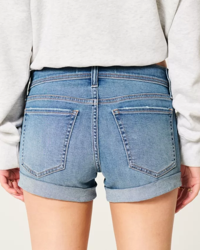Low-Rise Medium Wash Denim Shortie Shorts,Low-Rise Medium Wash Denim Shortie Shorts Low-Rise Medium Wash Denim Shortie Shorts,Low-Rise Medium Wash Denim Shortie Shorts