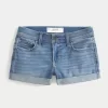 Low-Rise Medium Wash Denim Shortie Shorts,Low-Rise Medium Wash Denim Shortie Shorts Low-Rise Medium Wash Denim Shortie Shorts,Low-Rise Medium Wash Denim Shortie Shorts
