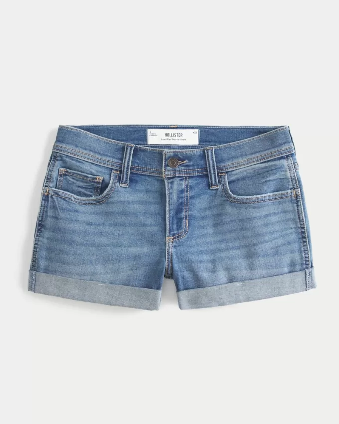 Low-Rise Medium Wash Denim Shortie Shorts,Low-Rise Medium Wash Denim Shortie Shorts Low-Rise Medium Wash Denim Shortie Shorts,Low-Rise Medium Wash Denim Shortie Shorts