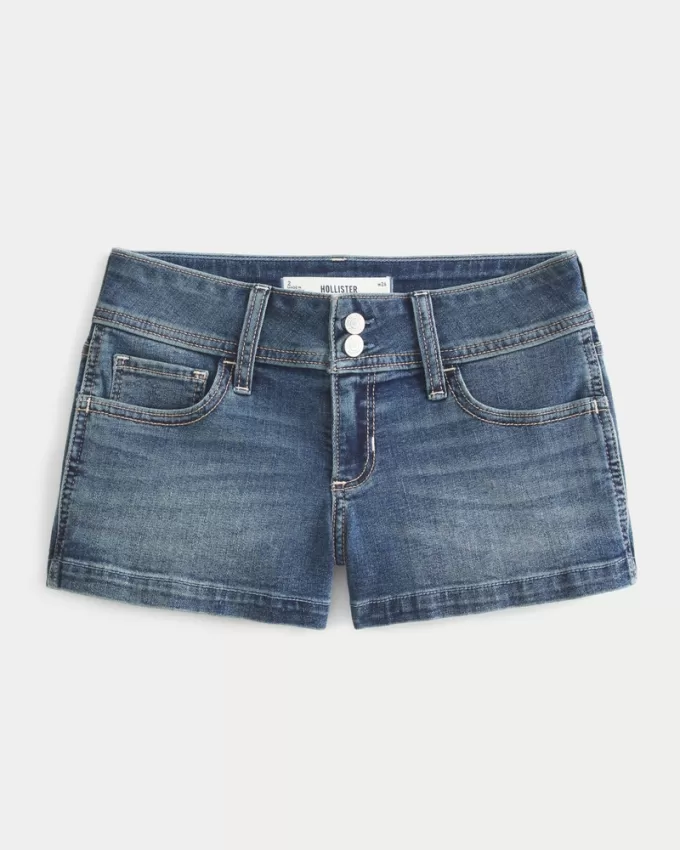 Low-Rise Medium Wash Denim Shortie Shorts,Low-Rise Medium Wash Denim Shortie Shorts Low-Rise Medium Wash Denim Shortie Shorts,Low-Rise Medium Wash Denim Shortie Shorts