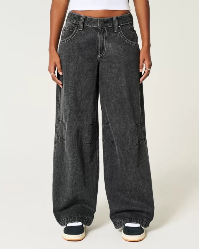 Low-Rise Washed Black Extreme Baggy Jeans,Low-Rise Washed Black Extreme Baggy Jeans