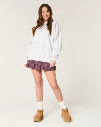 Mid-Rise Pleated Mini Skort,Mid-Rise Pleated Mini Skort