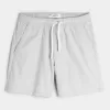 Mid-Thigh Linen-Blend Pull-On Shorts,Mid-Thigh Linen-Blend Pull-On Shorts